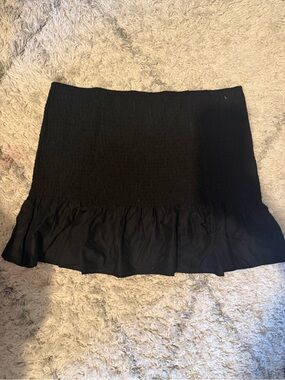 H&M Black Smocked Mini Skirt with Ruffle Hem
